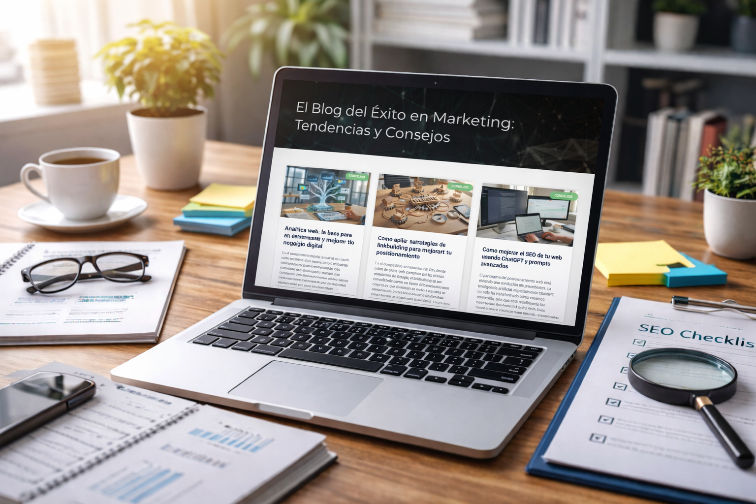 Ordenador mostrando la sección de blogs de la empresa Datadicoco