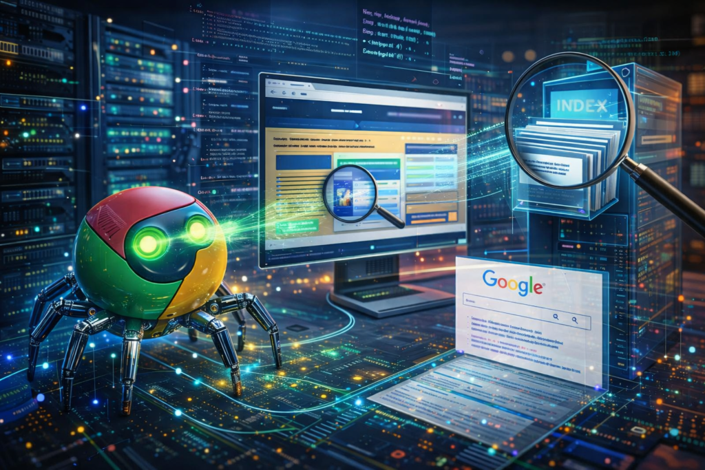 El bot de Google rastreando y decidiendo que documentos indexar y cuales no, priorizando por autoridad