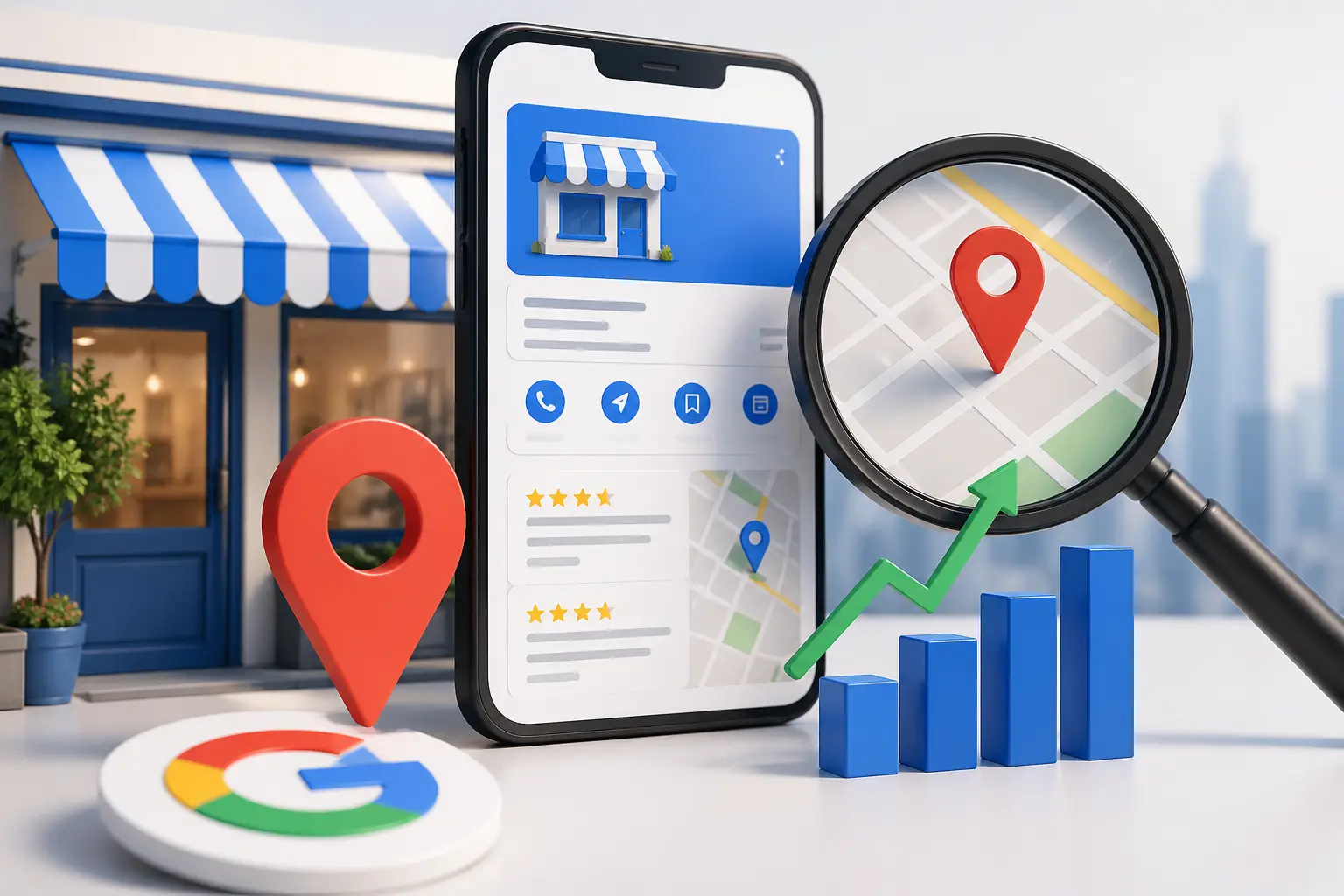 Gráfica explicativa del funcionamiento del perfil de Google My Business en Google maps